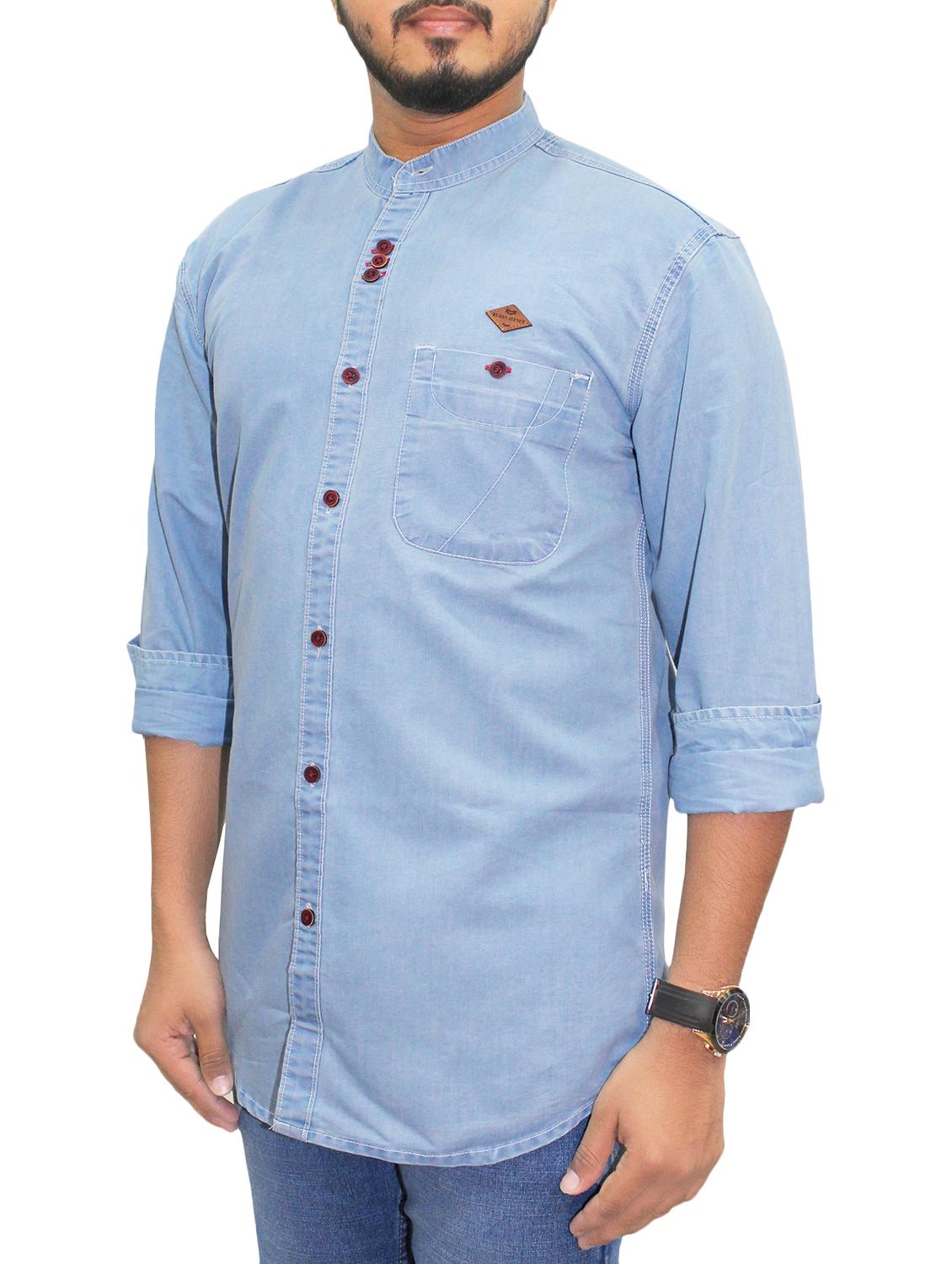 blue denim casual shirt - 15028611 - Zoom Image - 2