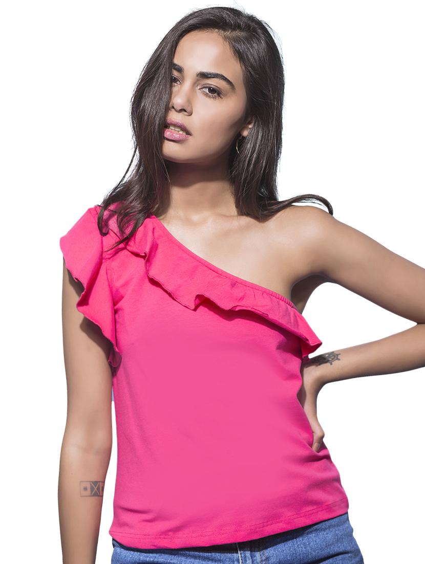 single shoulder ruffled top - 15029761 - Zoom Image - 2
