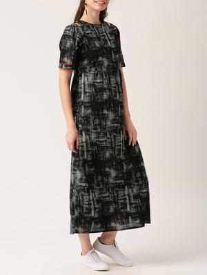 black printed cotton maxi dress - 15030226 - Standard Image - 2