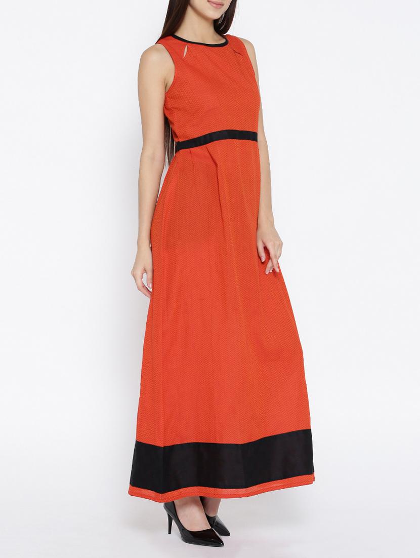orange printed cotton maxi dress - 15030235 - Zoom Image - 2
