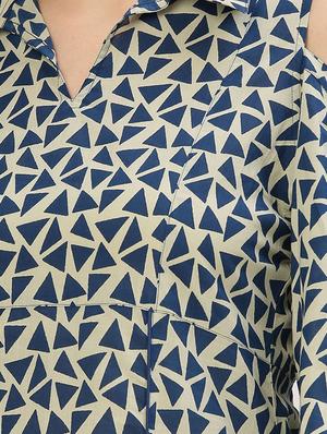 blue printed cotton a-line dress - 15030280 - Standard Image - 5