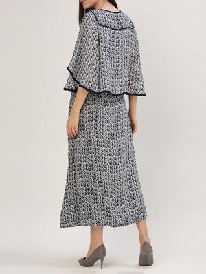 blue printed georgette maxi dress - 15030285 - Standard Image - 2