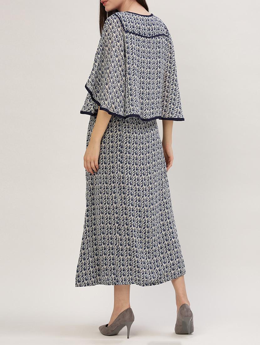 blue printed georgette maxi dress - 15030285 - Zoom Image - 2