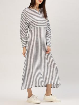 grey striped cotton maxi dress - 15030298 - Standard Image - 2