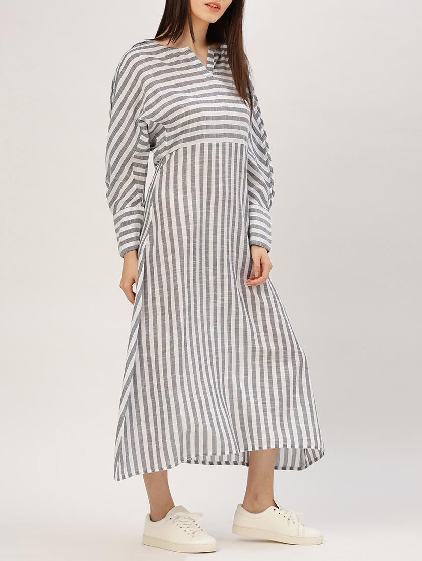 grey striped cotton maxi dress - 15030298 - Zoom Image - 2