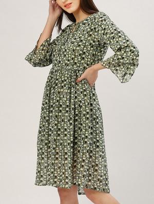 green printed dress - 15030344 - Standard Image - 2