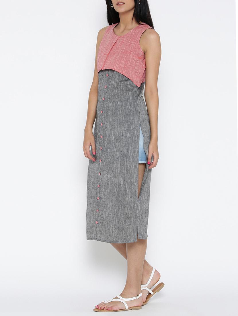grey cotton fusion kurta - 15030355 - Zoom Image - 2