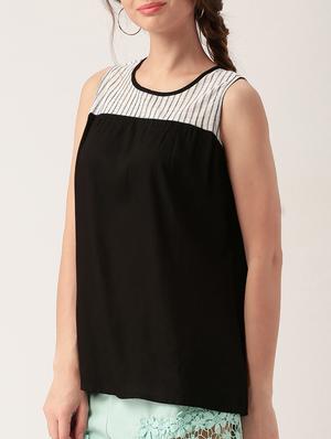 black striped rayon top - 15030430 - Standard Image - 2