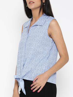 blue printed cotton top - 15030440 - Standard Image - 2