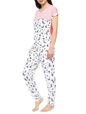 white printed nightwear pajama set - 15030639 - Standard Image - 2