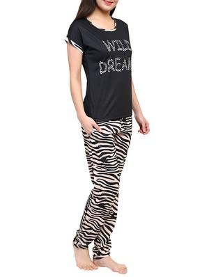 black animal printed nightwear pajama set - 15030643 - Standard Image - 2