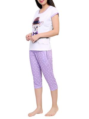 multicolored printed capri nightwear set - 15030651 - Standard Image - 2