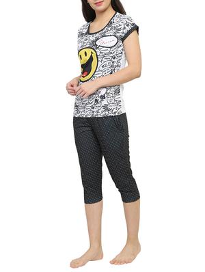 white printed capri nightwear set - 15030652 - Standard Image - 2