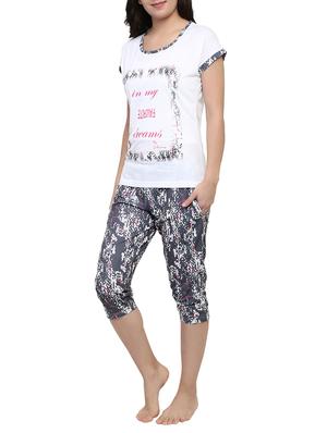 multicolored printed capri nightwear set - 15030653 - Standard Image - 2