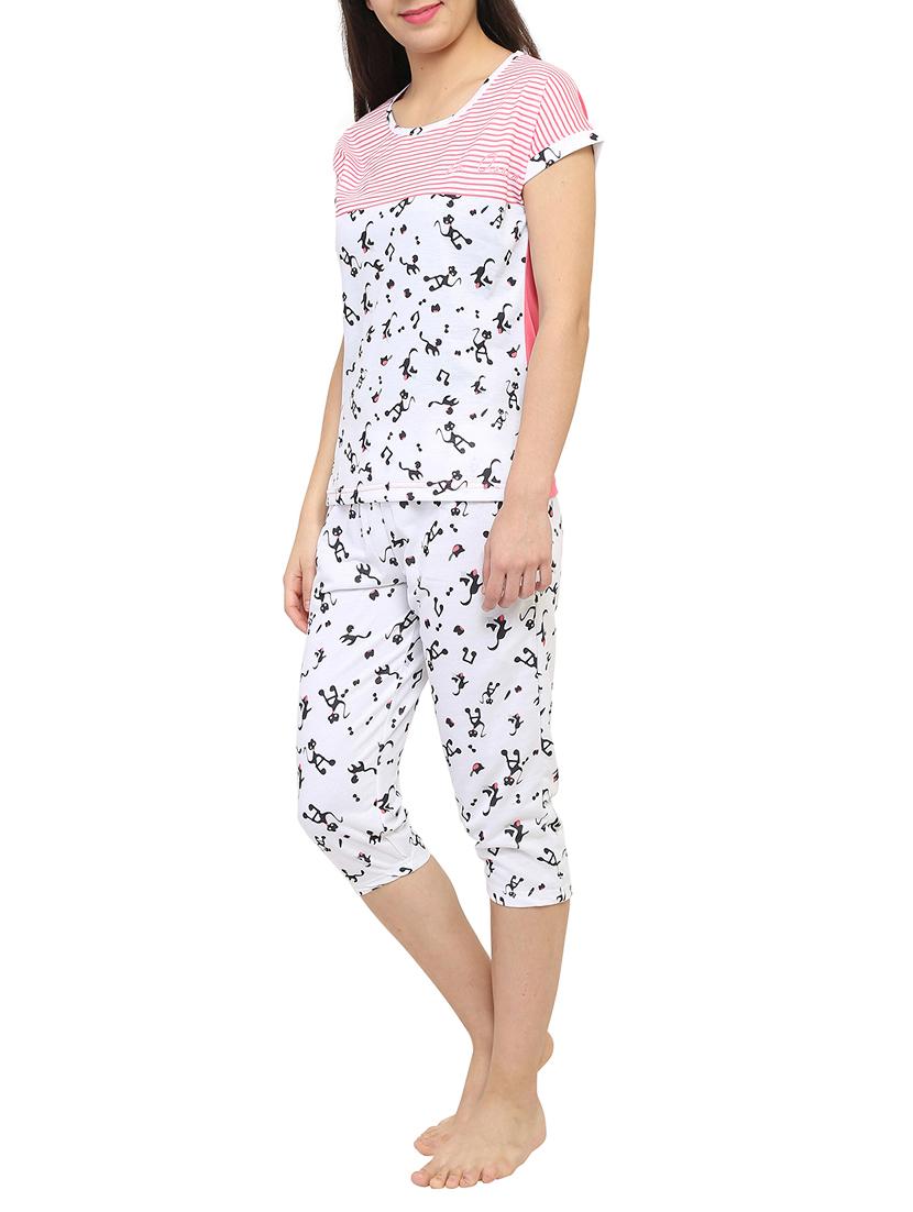 multicolored printed capri nightwear set - 15030658 - Zoom Image - 2