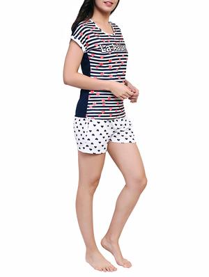 multicolored printed nightwear shorts set - 15030678 - Standard Image - 2