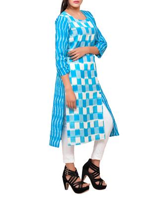 soch blue cotton straight kurta - 15030733 - Standard Image - 2