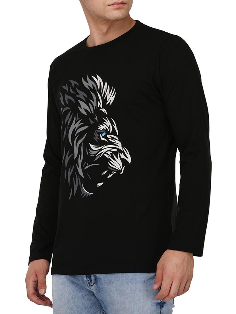 black cotton chest print tshirt - 15030770 - Zoom Image - 2