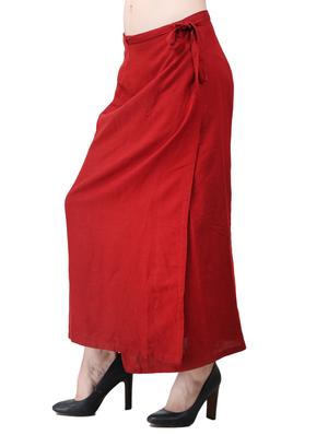 red linen wrap skirts - 15030778 - Standard Image - 2