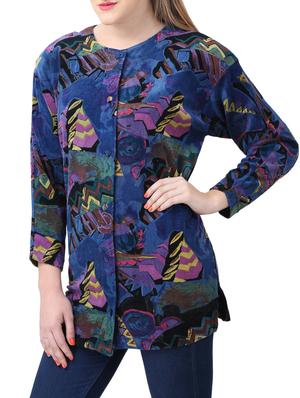 blue printed velvet tunic - 15030803 - Standard Image - 2