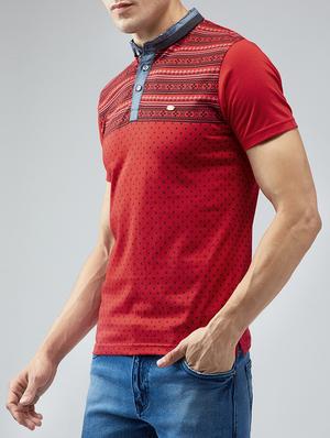 red cotton all over print t-shirt - 15030913 - Standard Image - 2