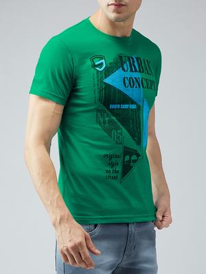 green cotton front print t-shirt - 15030941 - Standard Image - 2