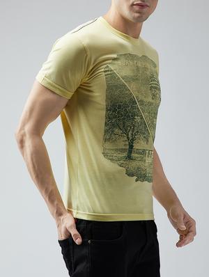 yellow cotton front print t-shirt - 15030945 - Standard Image - 2