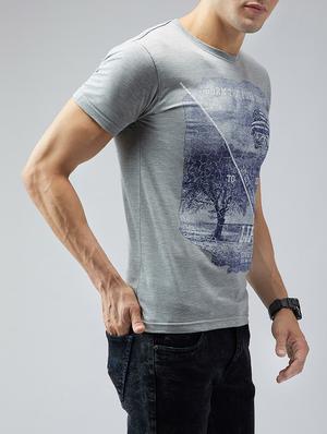 grey cotton front print t-shirt - 15030946 - Standard Image - 2