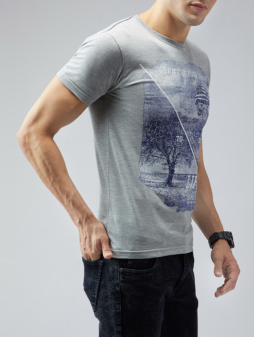 grey cotton front print t-shirt - 15030946 - Zoom Image - 2