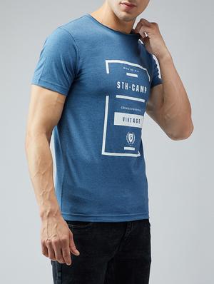 blue cotton chest print t-shirt - 15030948 - Standard Image - 2