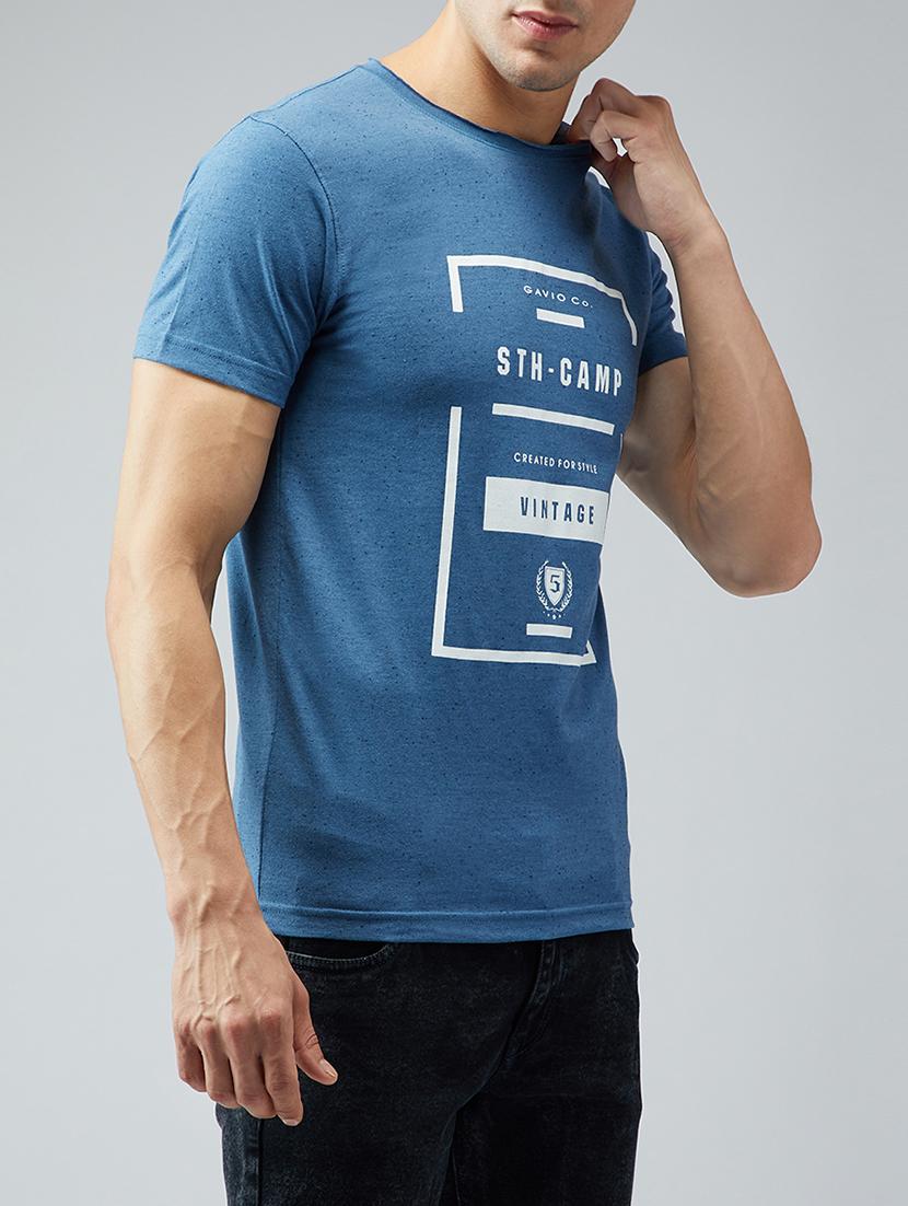 blue cotton chest print t-shirt - 15030948 - Zoom Image - 2