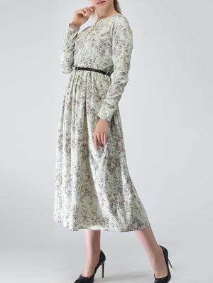 grey cotton printed a-line dress - 15030993 - Standard Image - 2
