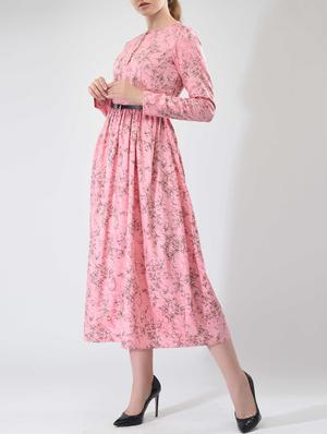pink cotton printed a-line dress - 15030995 - Standard Image - 2