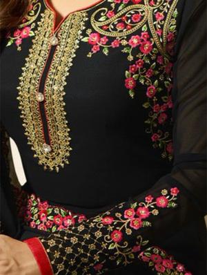 black churidaar suit semi-stitched suit - 15031224 - Standard Image - 2