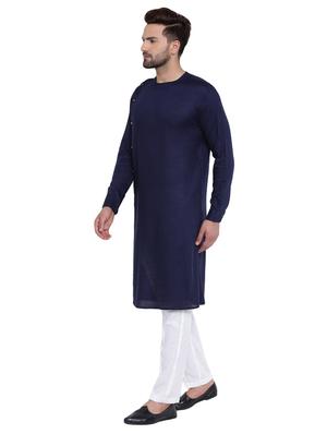 navy blue rayon ethnic wear set - 15031313 - Standard Image - 2
