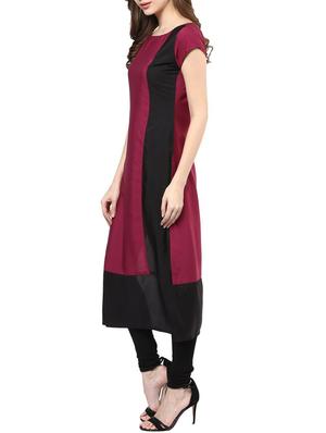 maroon crepe straight kurta - 15032345 - Standard Image - 2