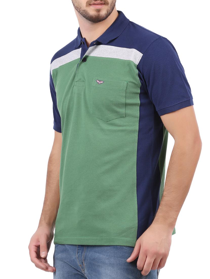 green cotton color block tshirt - 15032369 - Zoom Image - 2