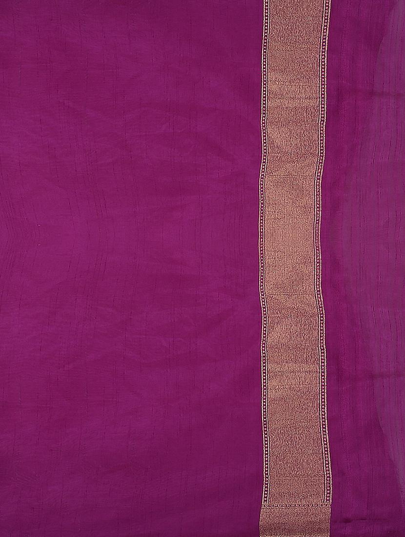 purple art silk woven saree with blouse - 15032838 - Zoom Image - 2