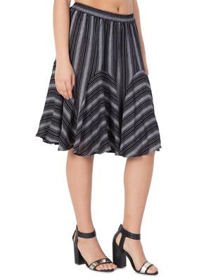 black printed rayon flared skirt - 15033457 - Standard Image - 2