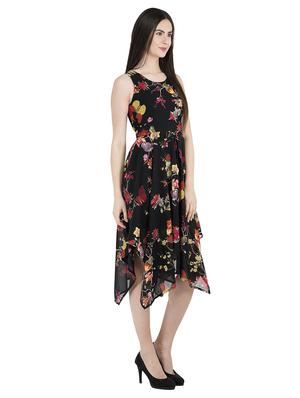 black floral asymmetric dress - 15033659 - Standard Image - 2