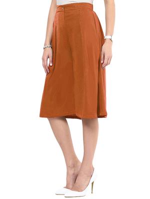 solid brown crepe culottes - 15033739 - Standard Image - 2