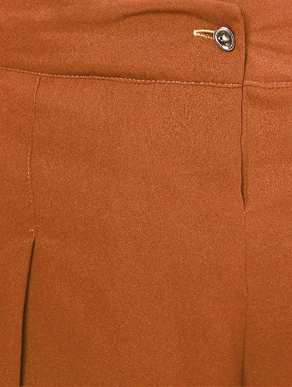 solid brown crepe culottes - 15033739 - Zoom Image - 5