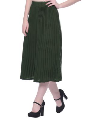 solid green crepe culottes - 15033740 - Standard Image - 2