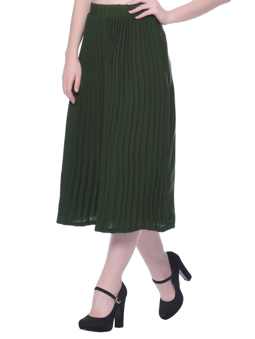 solid green crepe culottes - 15033740 - Zoom Image - 2