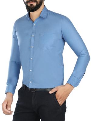 blue cotton blend formal shirt - 15033753 - Standard Image - 2