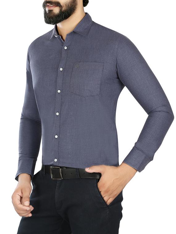 grey cotton blend formal shirt - 15033755 - Zoom Image - 2