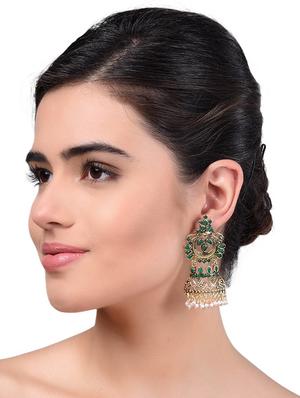 gold metal drop earrings - 15033985 - Standard Image - 2