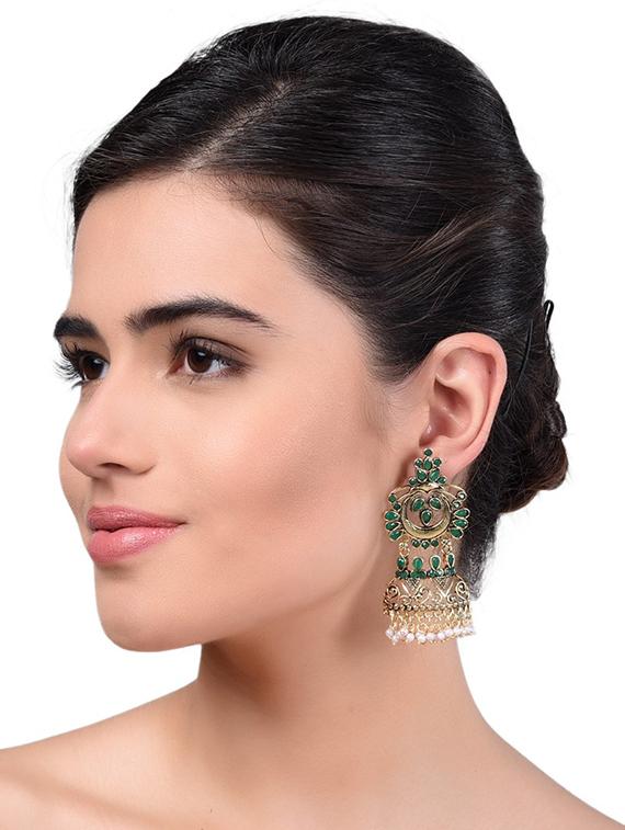 gold metal drop earrings - 15033985 - Zoom Image - 2