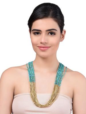 green metal long necklace - 15033999 - Standard Image - 2