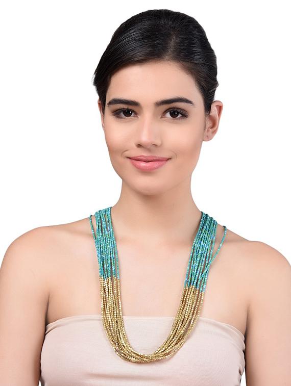 green metal long necklace - 15033999 - Zoom Image - 2